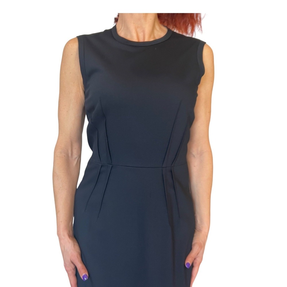 JIL SANDER NAVY BLUE ITALY PENCIL SHEATH SLEEVELESS WOOL SUITING MIDI DRESS 36 4 - Picture 6 of 16
